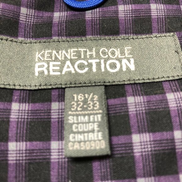 Kenneth Cole Reaction Purple & Black Long Sleeve Slim Fit Button Down Shirt - Picture 3 of 10